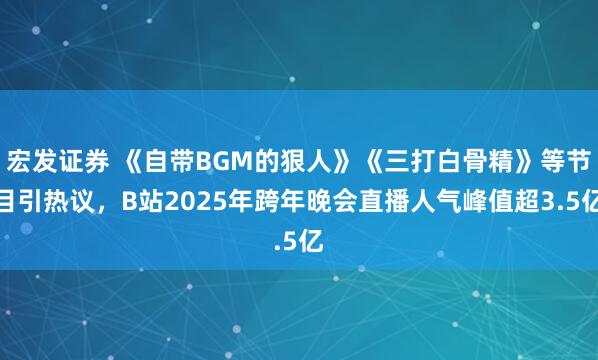 宏发证券 《自带BGM的狠人》《三打白骨精》等节目引热议，B站2025年跨年晚会直播人气峰值超3.5亿